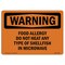 Signmission OSHA Sign, Food Allergy Do Not Heat Any Type Of Shellfish, 24in X 18in, 18" W, 24" L, Landscape OS-WS-D-1824-L-12148 - alternate 1